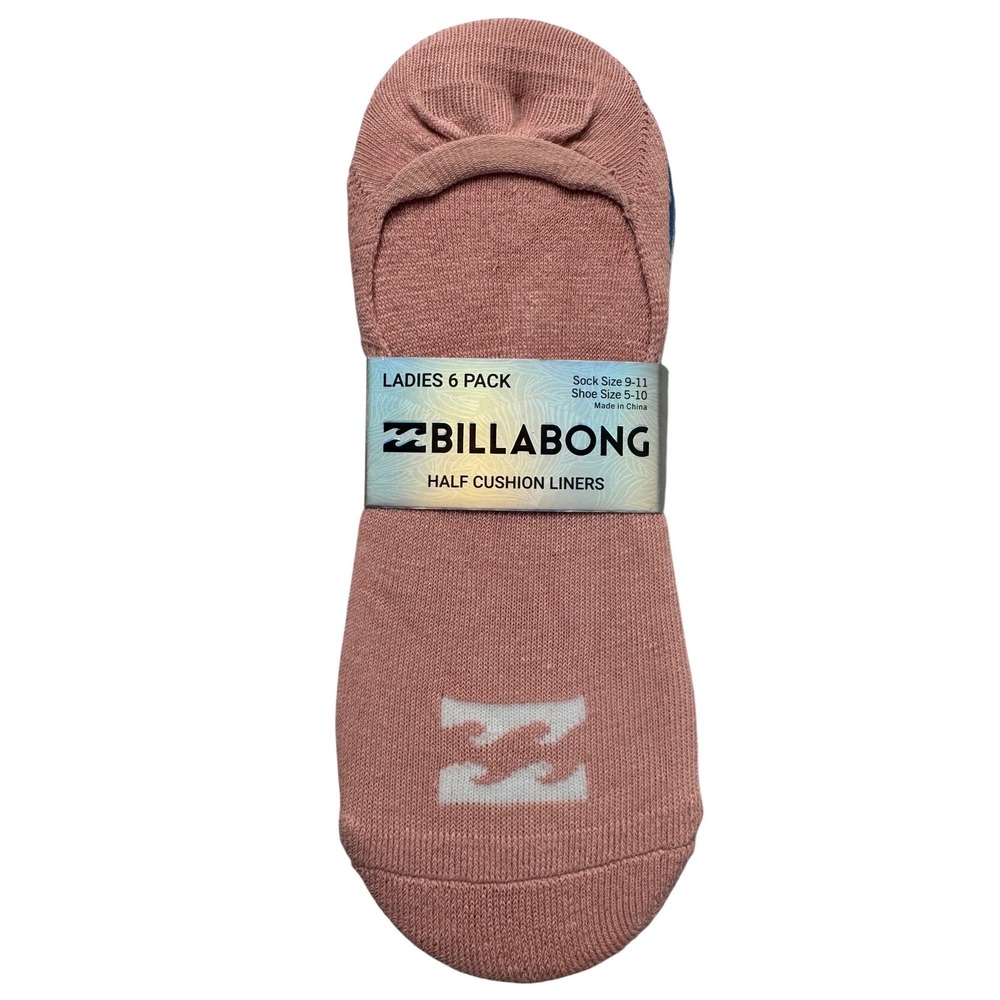 Billabong Women 6 Pack Half Cushion Liner Socks No Show Multi Color shoe Sz 5-10